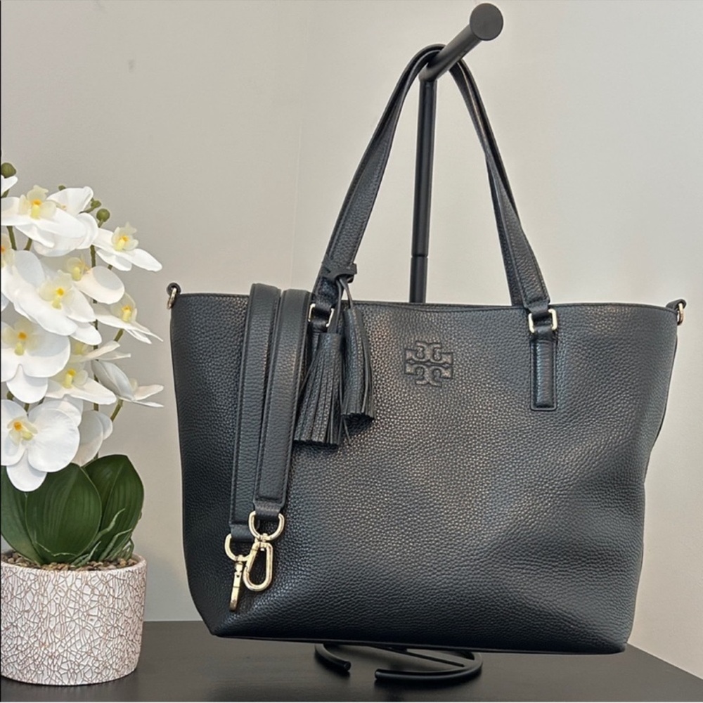 Tory Burch Black Pebbled Leather Tote